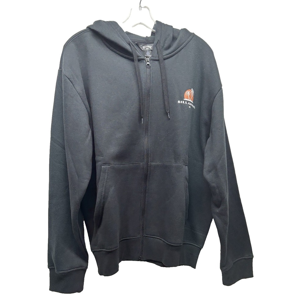 Billabong Range Zip Men's Black Medium Hooded Full Zip Cotton Blend Jacket (E1)